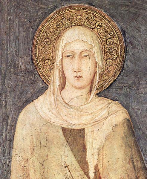 Simone Martini detail depicting Saint Clare of Assisi from a fresco  in the Lower basilica of San Francesco